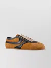 Dries Van Noten Double Lacing Suede Sneakers With Leather Inserts Shoes In Brown