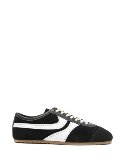 Dries Van Noten Suede Sneakers With Leather Inserts In Black