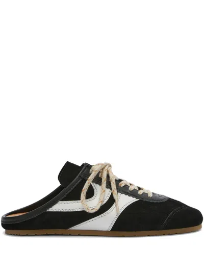 Dries Van Noten Suede-stripe Sneaker Mules In Black