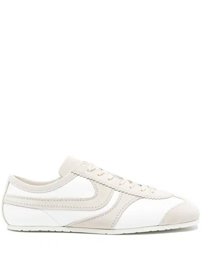 Dries Van Noten Suede-trimmed Leather Sneakers Shoes In White
