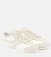 Dries Van Noten Suede-trimmed Leather Sneakers Shoes In Weiss
