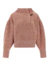 Dries Van Noten Chunky Knit High Neck Sweater With Brooch In Brown