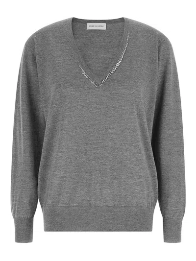 Dries Van Noten Long-sleeved Sweater In Gray