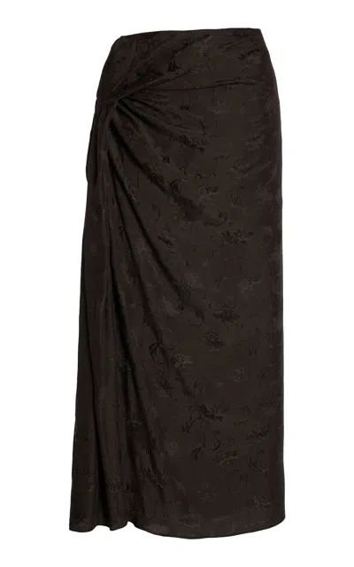 Dries Van Noten Suma Bis Draped Midi Skirt In Brown