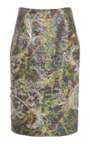 Dries Van Noten Summer Floral Jacquard-lamé Midi Skirt In Multi