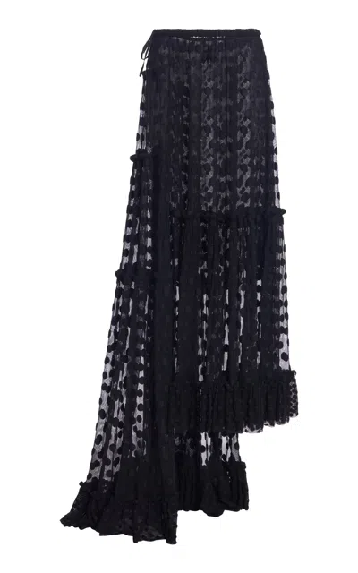 Dries Van Noten Sunia Bis Polka-dot Mesh Maxi Skirt In Black