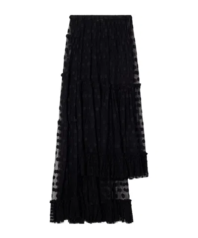 Dries Van Noten Sunia Embroidered Cotton-blend Mesh Maxi Skirt In Black
