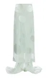 Dries Van Noten Susya Dotted Satin-devouré & Chiffon Maxi Skirt In Green