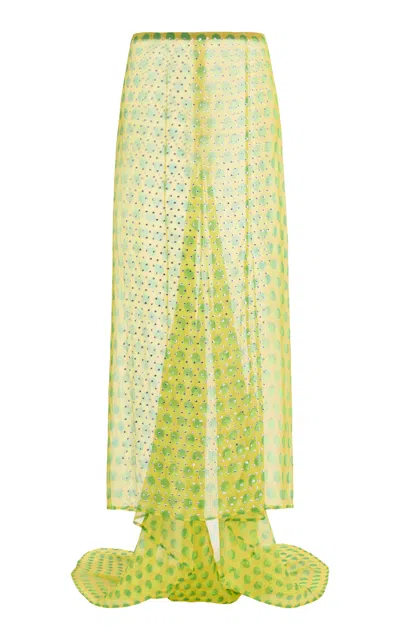 Dries Van Noten Susya Printed Silk-creponne Maxi Skirt In Yellow