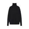 Dries Van Noten Ribbed Collar Cashmere Sweater With Side Button Detailing In Black