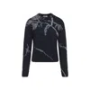 Dries Van Noten Mouche Crew Neck Knite With Motif Knitwear Blue In Blue