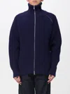 Dries Van Noten Chunky Knit High Collar Wool Sweater In Blue