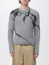 Dries Van Noten Mouche Embroidered Wool Sweater In Gray