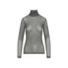 Dries Van Noten Geometric Pattern Turtleneck Long Sleeve Sweater In Gray