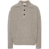 Dries Van Noten High Neck Wool Polo Sweater In Gray