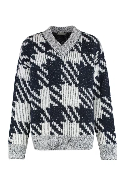 DRIES VAN NOTEN DRIES VAN NOTEN SWEATER IN WOOL BLEND WITH V-NECK
