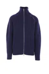 Dries Van Noten Gerippter Pullover Mit Reissverschluss In Blue
