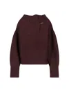 Dries Van Noten Women Burgundy Oversized Wool Sweater In Brown