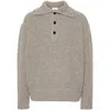 Dries Van Noten High Neck Wool Polo Sweater In Grey