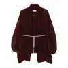 Dries Van Noten Open Front Chunky Knit Cardigan With Belt In Red