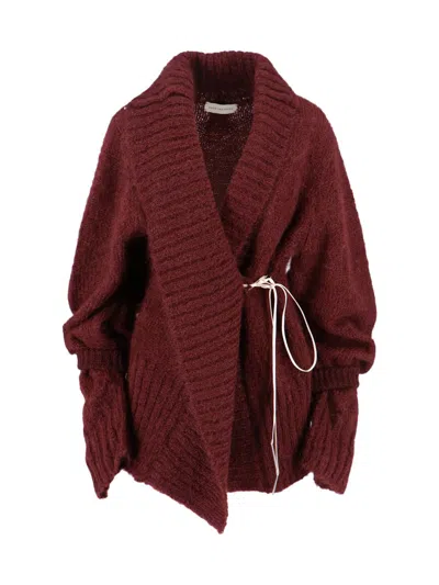 Dries Van Noten Cardigan Oversize In Burgundy