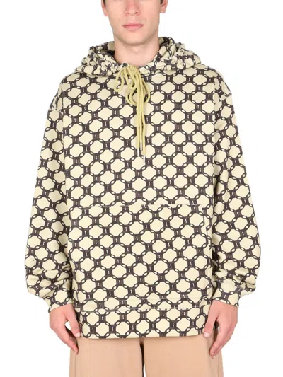 Dries Van Noten Sweatshirt With Geometric Print In Powder