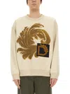 Dries Van Noten Graphic Crew Neck Long Sleeve Sweatshirt In Neutral
