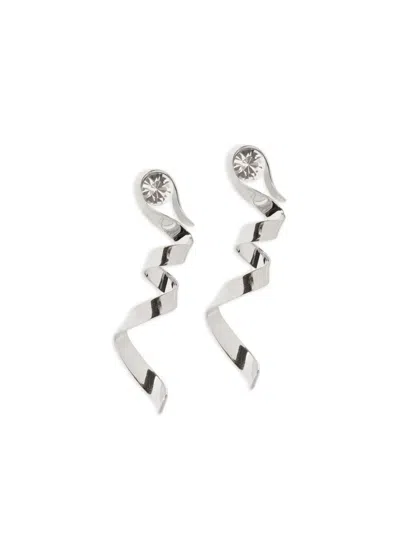 Dries Van Noten Swirl Crystal Earrings In Neutral
