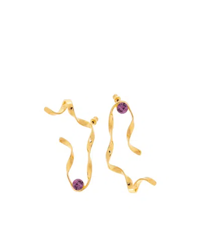 Dries Van Noten Swirl Detailed Studded Earrings In Yellow
