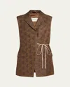 Dries Van Noten Swirl Jacquard Wrap Vest In Brown