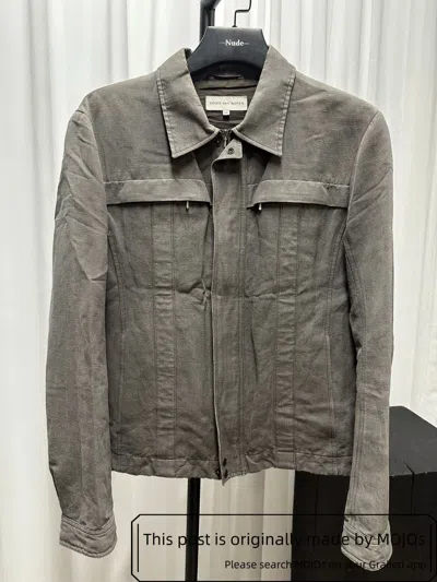 Pre-owned Dries Van Noten Sz 50  Vintage Washed Zip-up Jacket In Gray