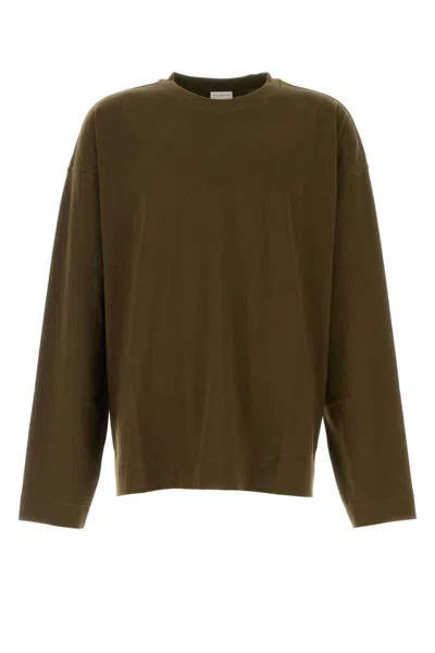 Dries Van Noten Men Khaki Cotton Hegland Oversize T-shirt In Green
