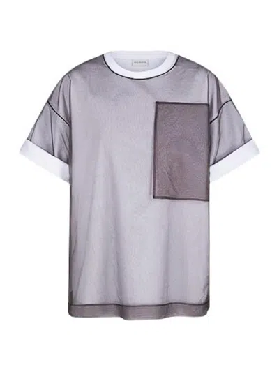 Dries Van Noten Men Semi-sheer Layered T-shirt In Brown