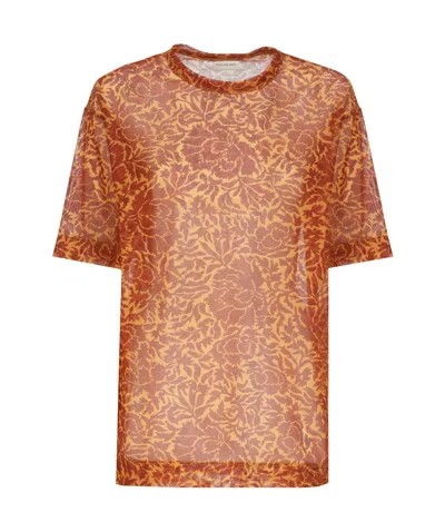 Dries Van Noten T-shirt With Floral Pattern In Orange