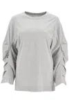 Dries Van Noten Gray Pleated Sleeves T-shirt In Grey