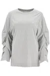 Dries Van Noten Gray Pleated Sleeves T-shirt In Multicolor
