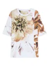 Dries Van Noten Floral Print Round Neck Short Sleeve Top In Brown