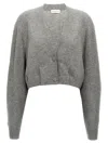 Dries Van Noten Taiga Crop Cashmere V-neck Cardigan In Gray