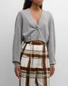 Dries Van Noten Taiga Crop Cashmere V-neck Cardigan In Grey