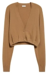 Dries Van Noten Taiga Crop Cashmere V-neck Cardigan In Camel