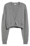 Dries Van Noten Taiga Crop Cashmere V-neck Cardigan In Grey