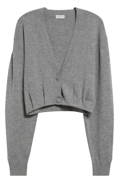 Dries Van Noten Taiga Crop Cashmere V-neck Cardigan In Gray