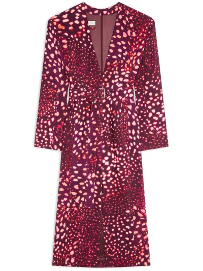 Dries Van Noten Tailored Belted Dress In Red