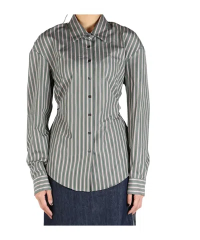 Dries Van Noten Tailored Belted Shirt In Gray