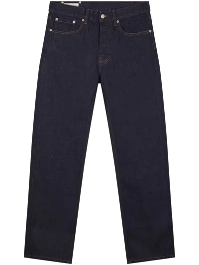 Dries Van Noten Tailored Blue Trousers With Structured Waistband In Black