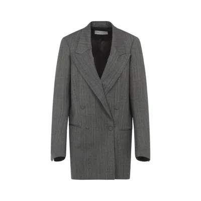 DRIES VAN NOTEN TAILORED DOUBLE-BREASTED BLAZER WITH PINSTRIPE DETAIL