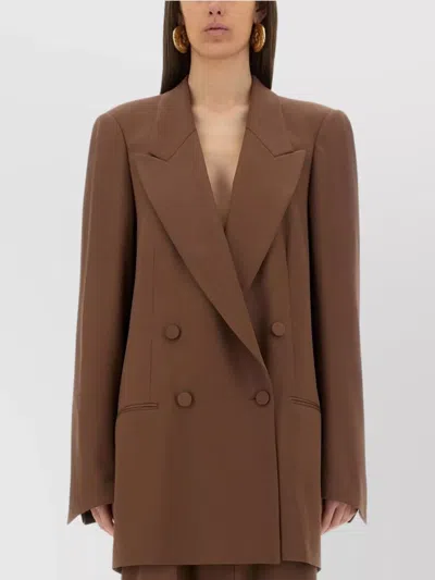 Dries Van Noten Tailored Double Breasted Wool Jacket In Brown