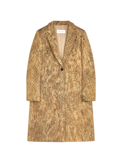 Dries Van Noten Jacquard-mantel In Gold