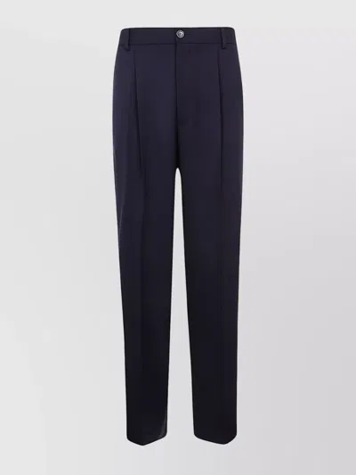 Dries Van Noten Tailored Pants With Pleats And Pockets In Blue