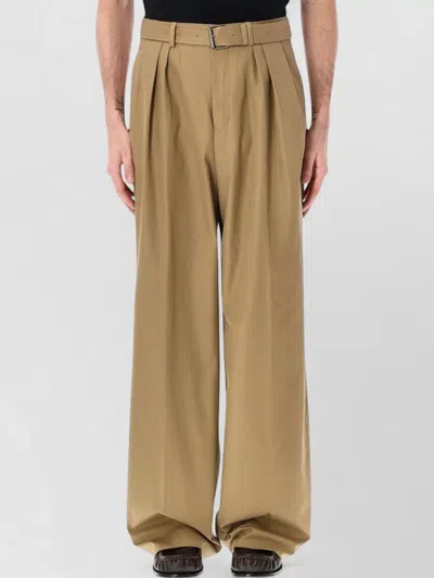 Dries Van Noten Tailored Pleated Wide Leg Trousers In Brown